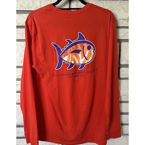 Clemson Tigers Southern Pride Shirt Long Sleeve Small Orange Cotton - Picture 5 of 6
